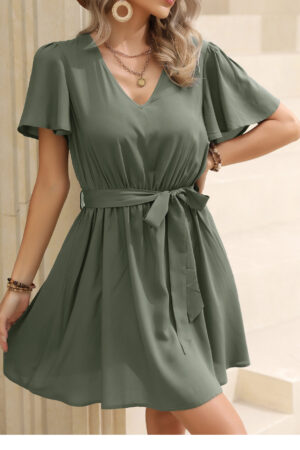 Robe Boho A-Line de couleur unie