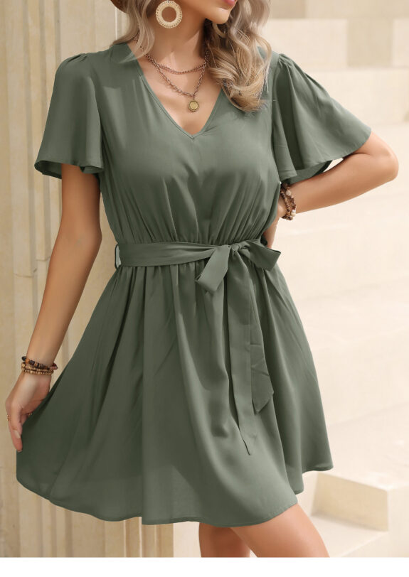 Robe Boho A-Line de couleur unie