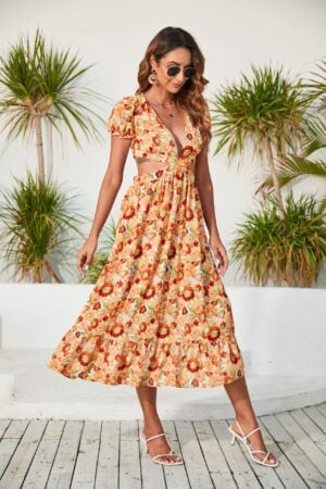 Floral Backless Boho Summer Dress