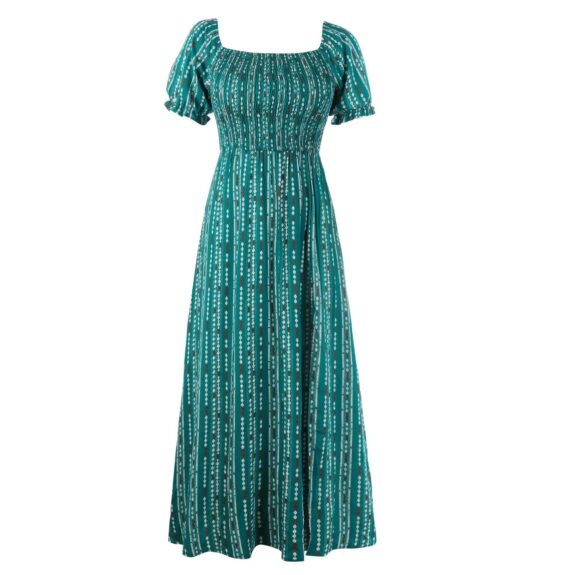 Teal Floral Boho Maxi Dress