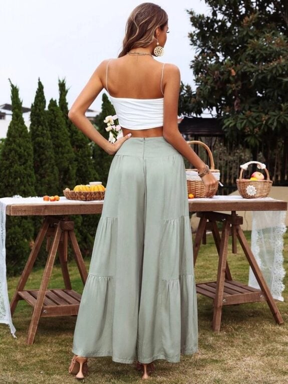 Pantalon d'été évasé à jambes larges