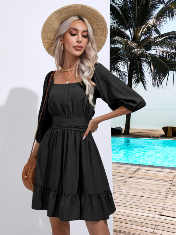 Boho Ruffled Collar Dress