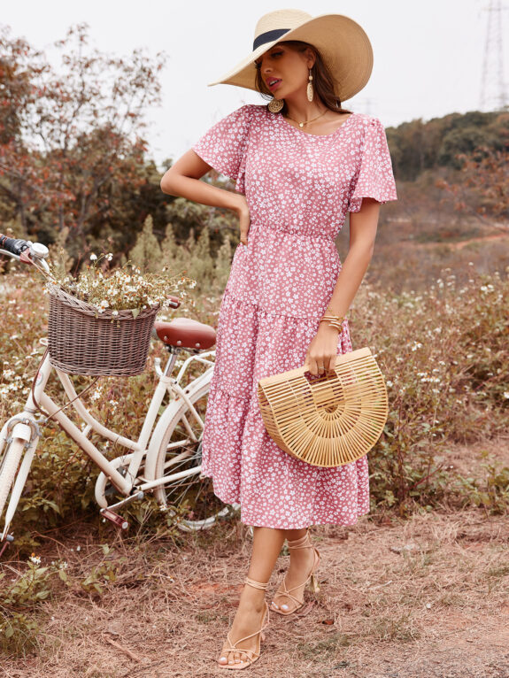 Stylish Tiered Boho Floral Dress