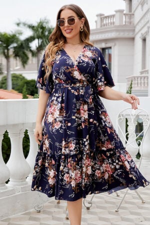 Pluss Størrelse Boho Blomsterkjole