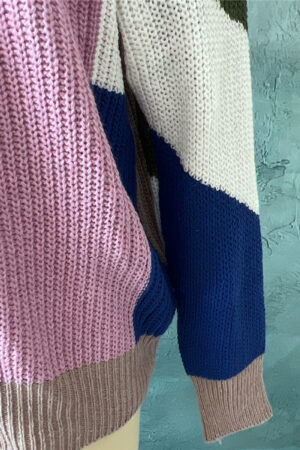 Autumn Irregular Contrast Color Cardigan