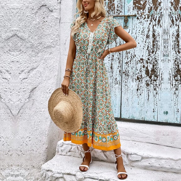Ruffled Boho Dress for Women