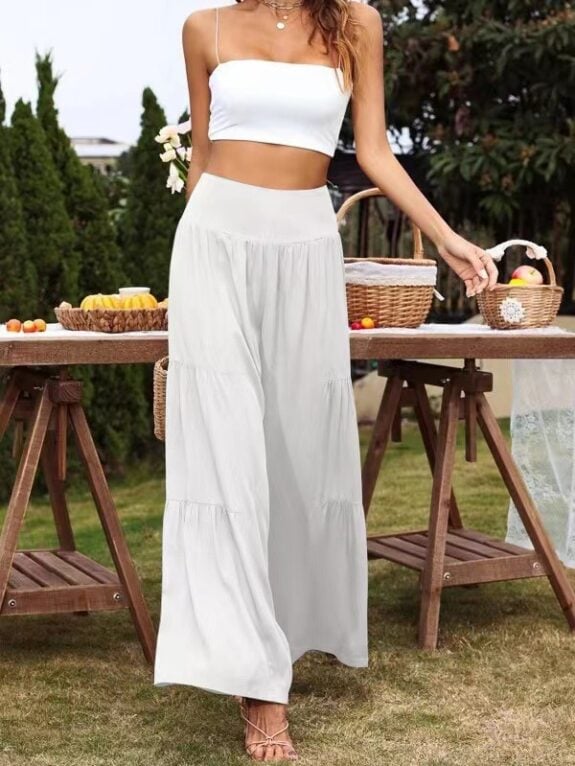 Pantalon évasé pour femmes, coupe ample