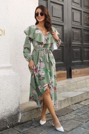 Long Sleeve Boho Floral Dress