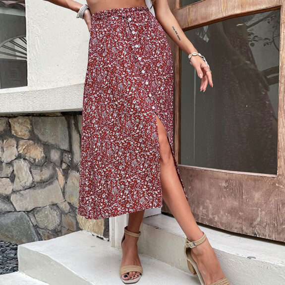 Sommerskjørt med boho-blomsterprint