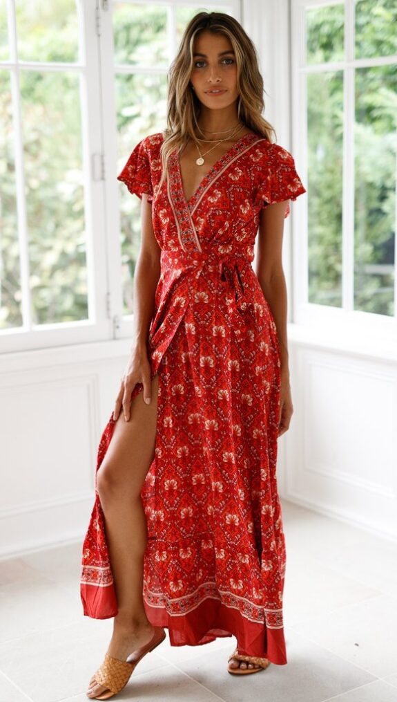 Elegant Boho High Waist Dress