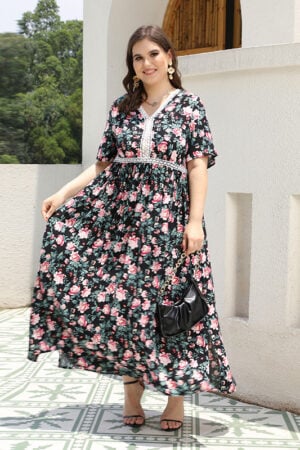 Plus Size Boho Floral Dress