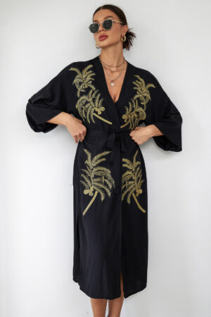 Black Boho Kimono Beach Fashion