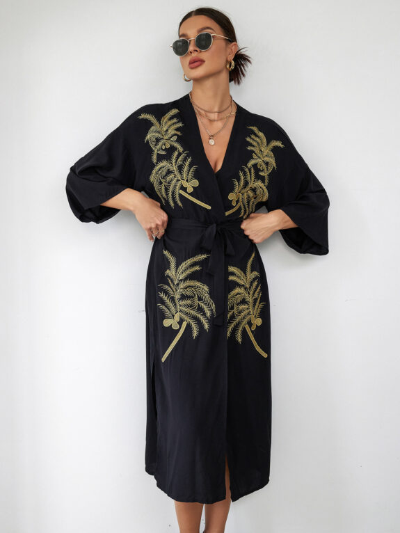 Black Boho Kimono Beach Fashion