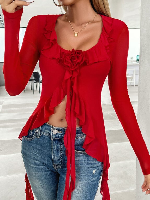 Boho Şık Dantel Uzun Kollu
