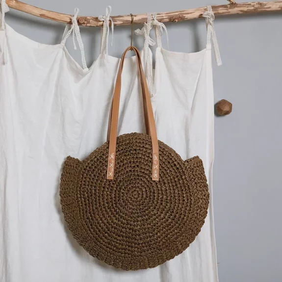 Tas Pantai Bulat Renda Boho