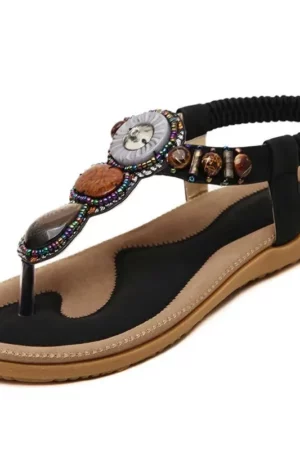 Colorful Beaded Boho Flip Flops
