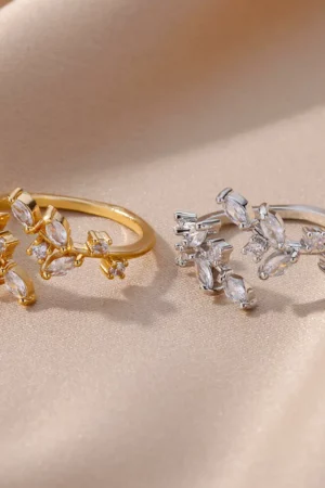 Shiny Gold Boho Leaf Ring