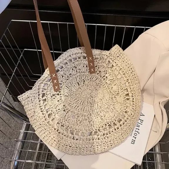 Tas Bahu Boho Rotan yang Chic