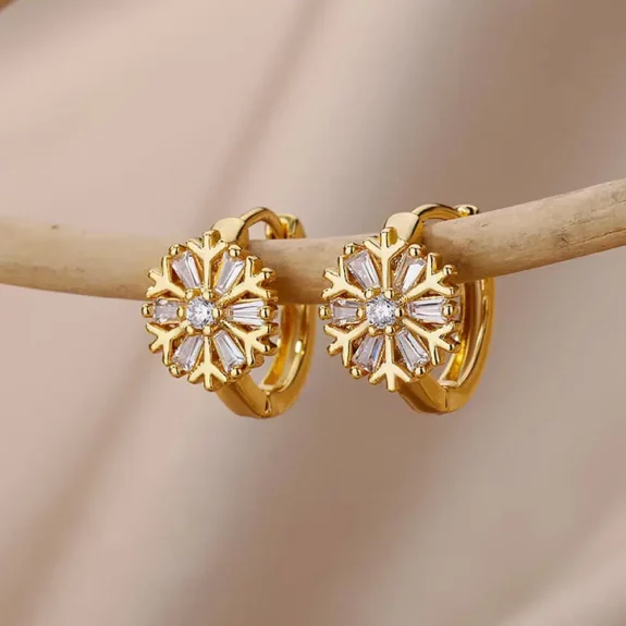 Boucles D'oreilles Boho Flocon De Neige En Or