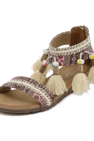 Colorful Boho Sandals with Tassels