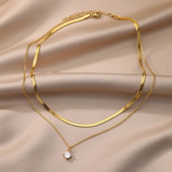Boho Layered Crystal Necklace