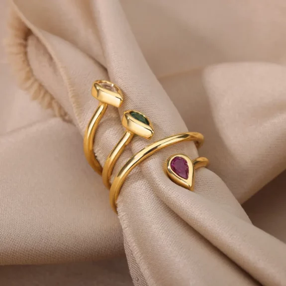 Three Layered Boho Rings Women