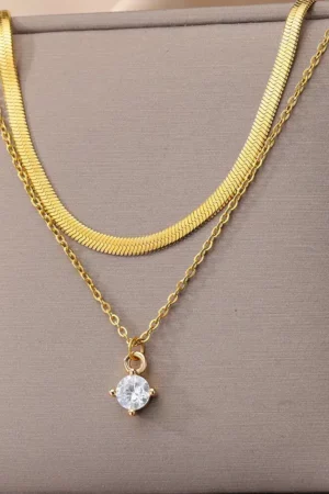 Boho Layered Crystal Necklace for Women