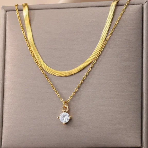 Boho Layered Crystal Necklace
