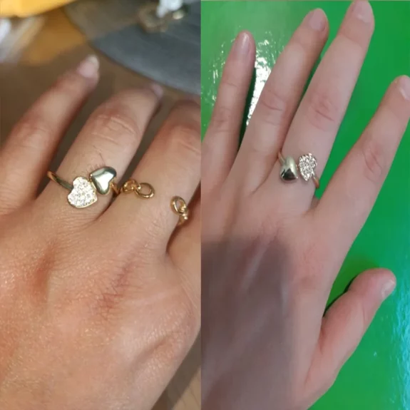 Sparkling Boho Double Heart Ring