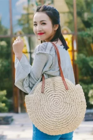 Tas Musim Panas Raffia Boho Kasual