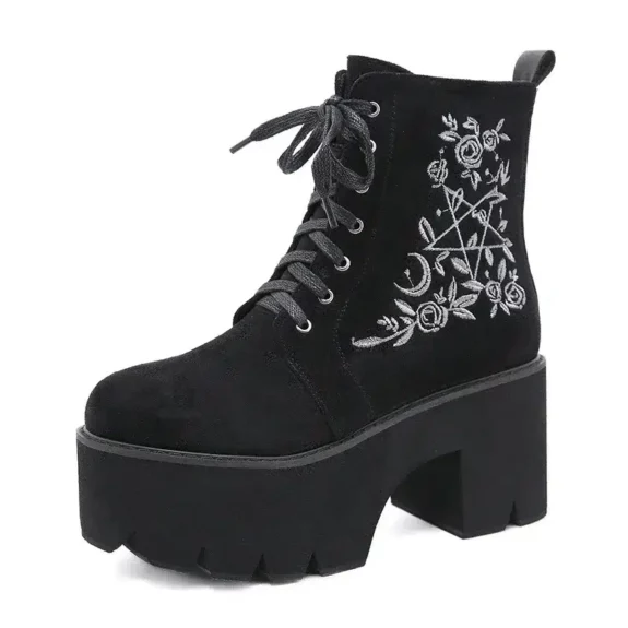 Chunky Suede Gothic Boho Boots
