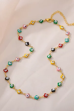 Enamel Evil Eye Boho Necklace