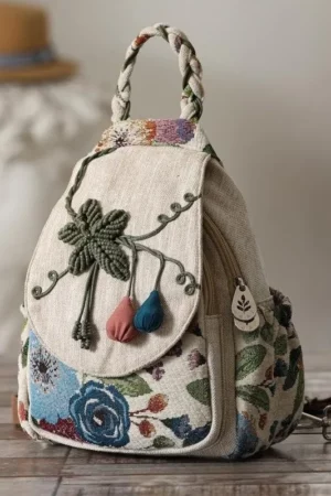 Sac À Dos En Toile À Motifs Floraux Boho