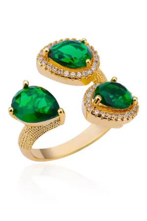 Boho Wassertropfen Grüner Zirkonring