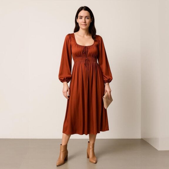 chic bohemian dress for autumn midi