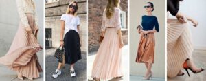 pleated long skirt