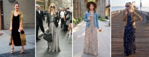 long dress with long jacket leather denim and suede jacket