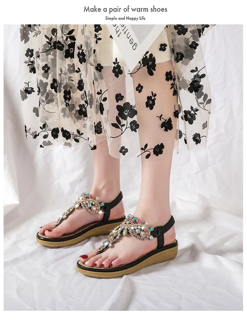 boho Sandals with Rhinestones