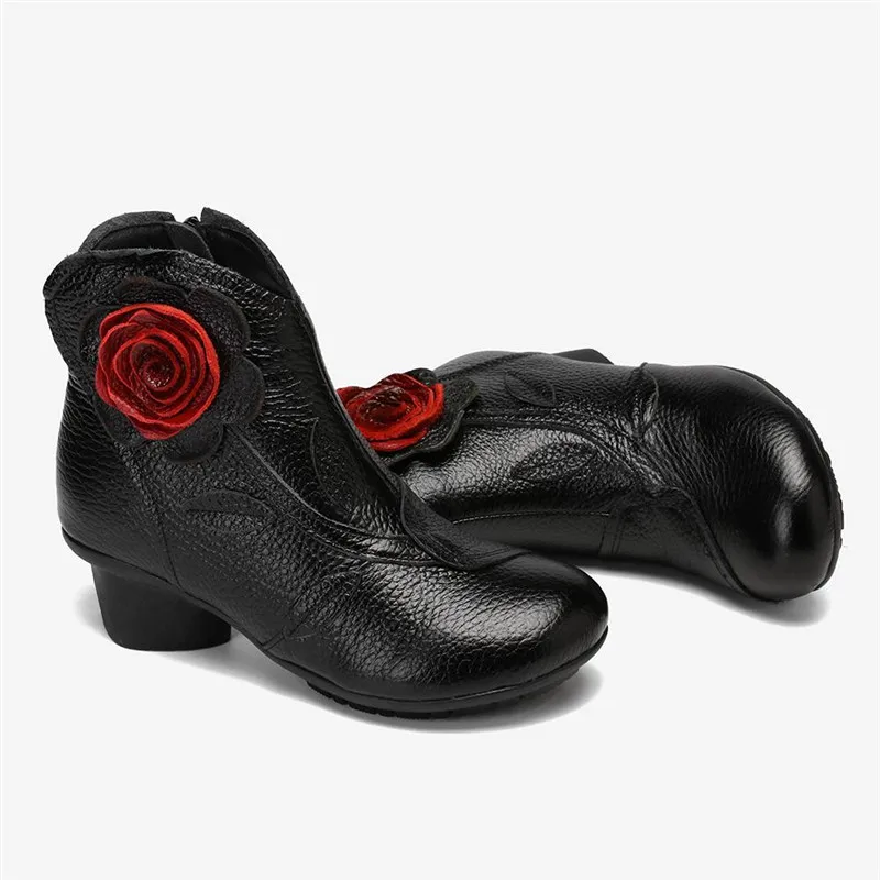 boho Handmade Flower Short Boots