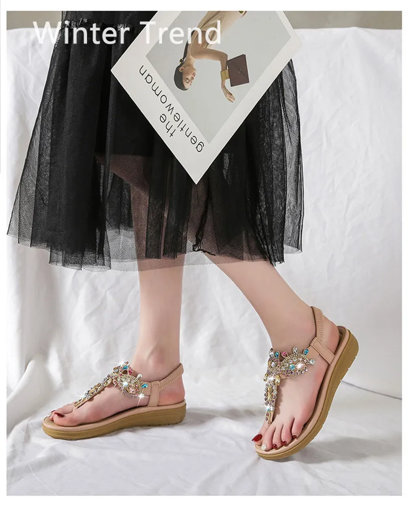 boho Sandals with Rhinestones