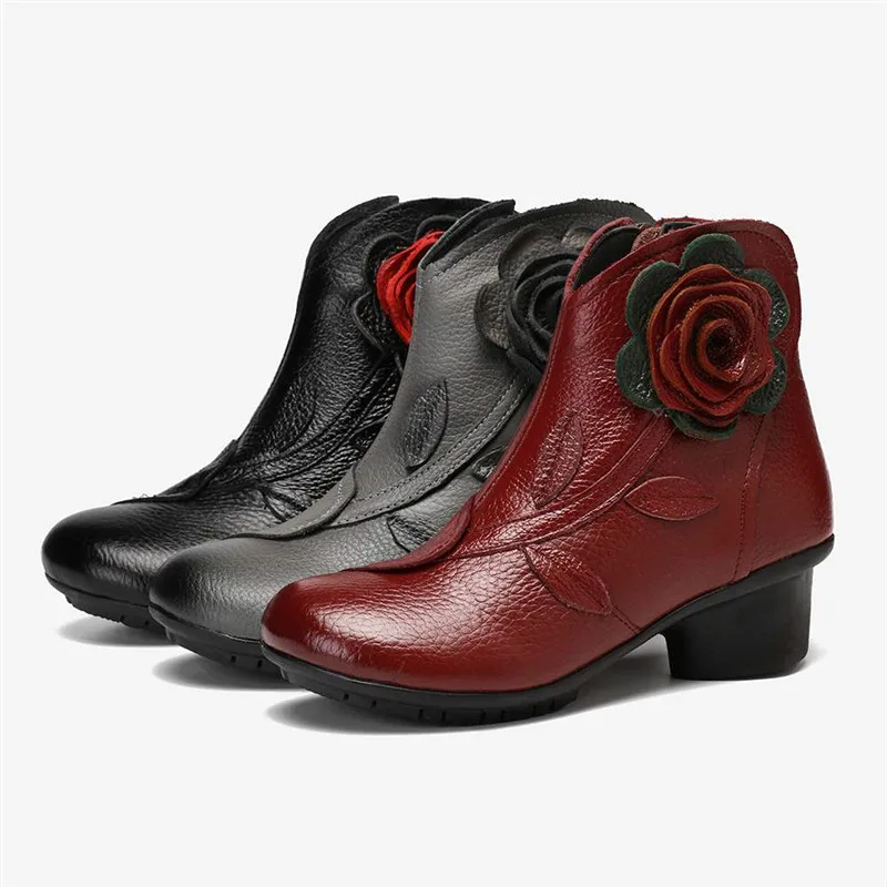 bohemian Handmade Flower Short Boots