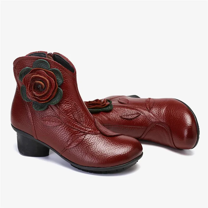 hippie Handmade Flower Short Boots