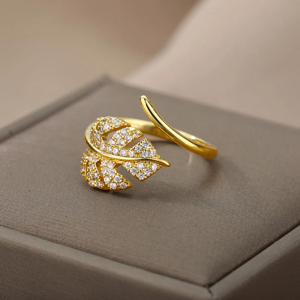 boho Ring Adjustable Gold Zircon