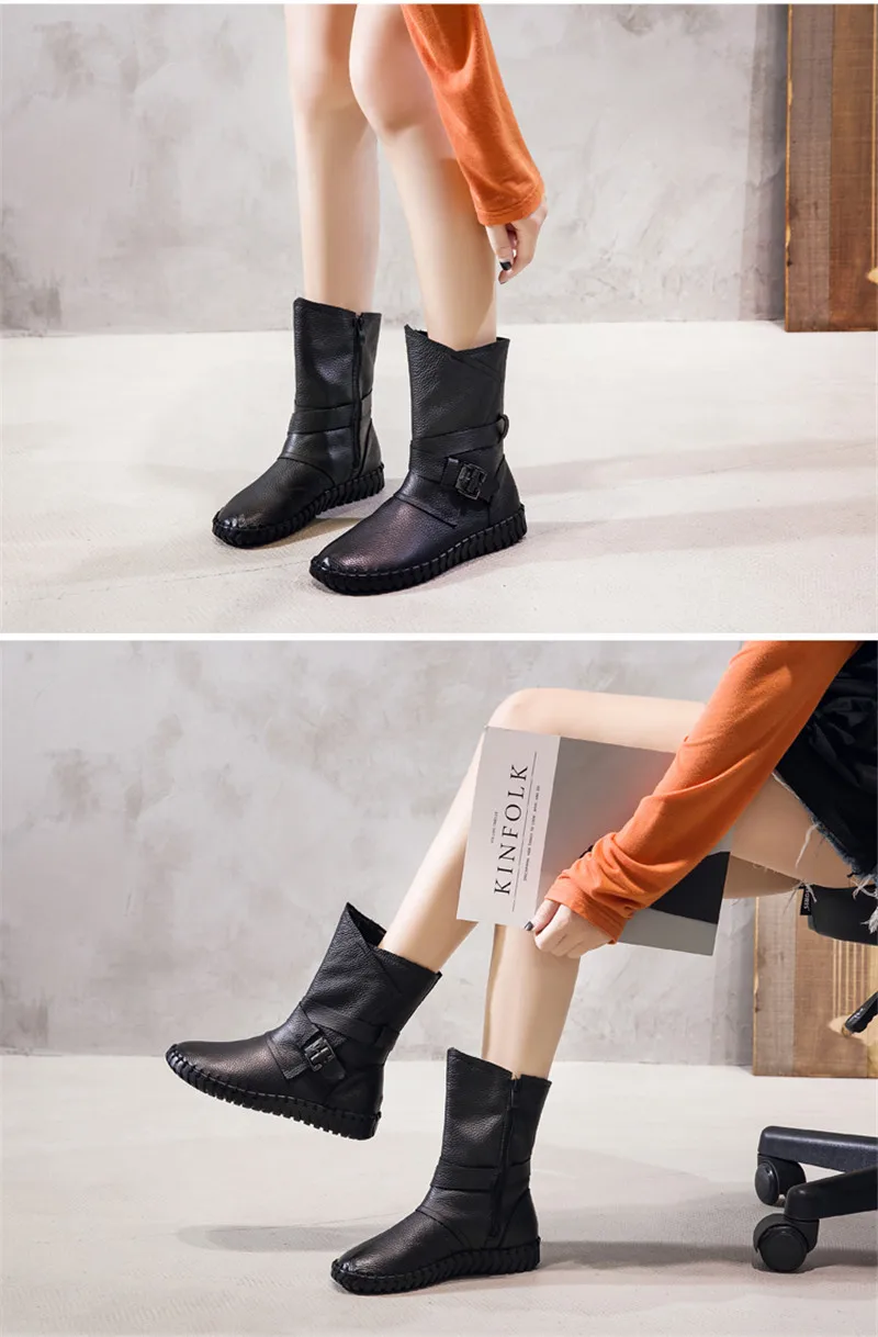 Stylish vintage Leather Ankle Boots