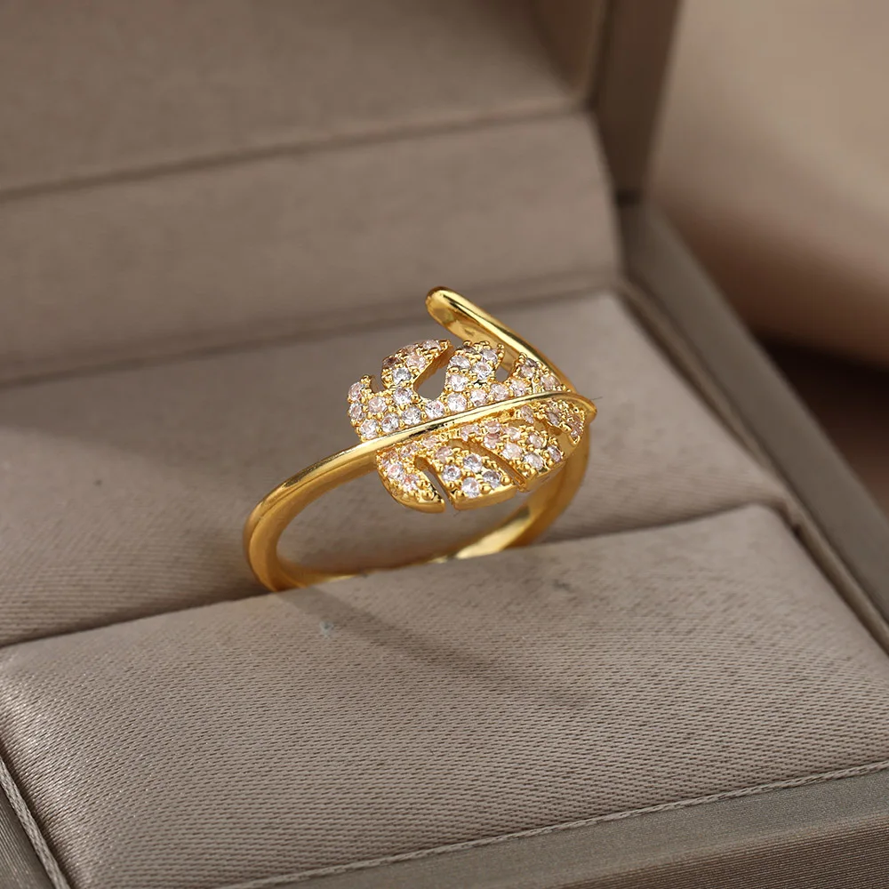 vintage Ring Adjustable Gold Zircon