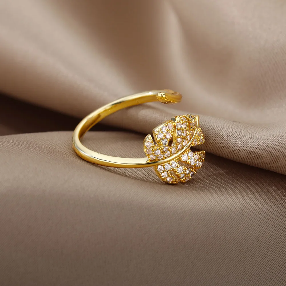 vintage Ring Adjustable Gold Zircon
