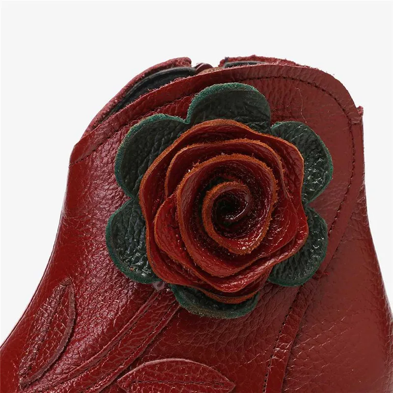 vintage Handmade Flower Short Boots