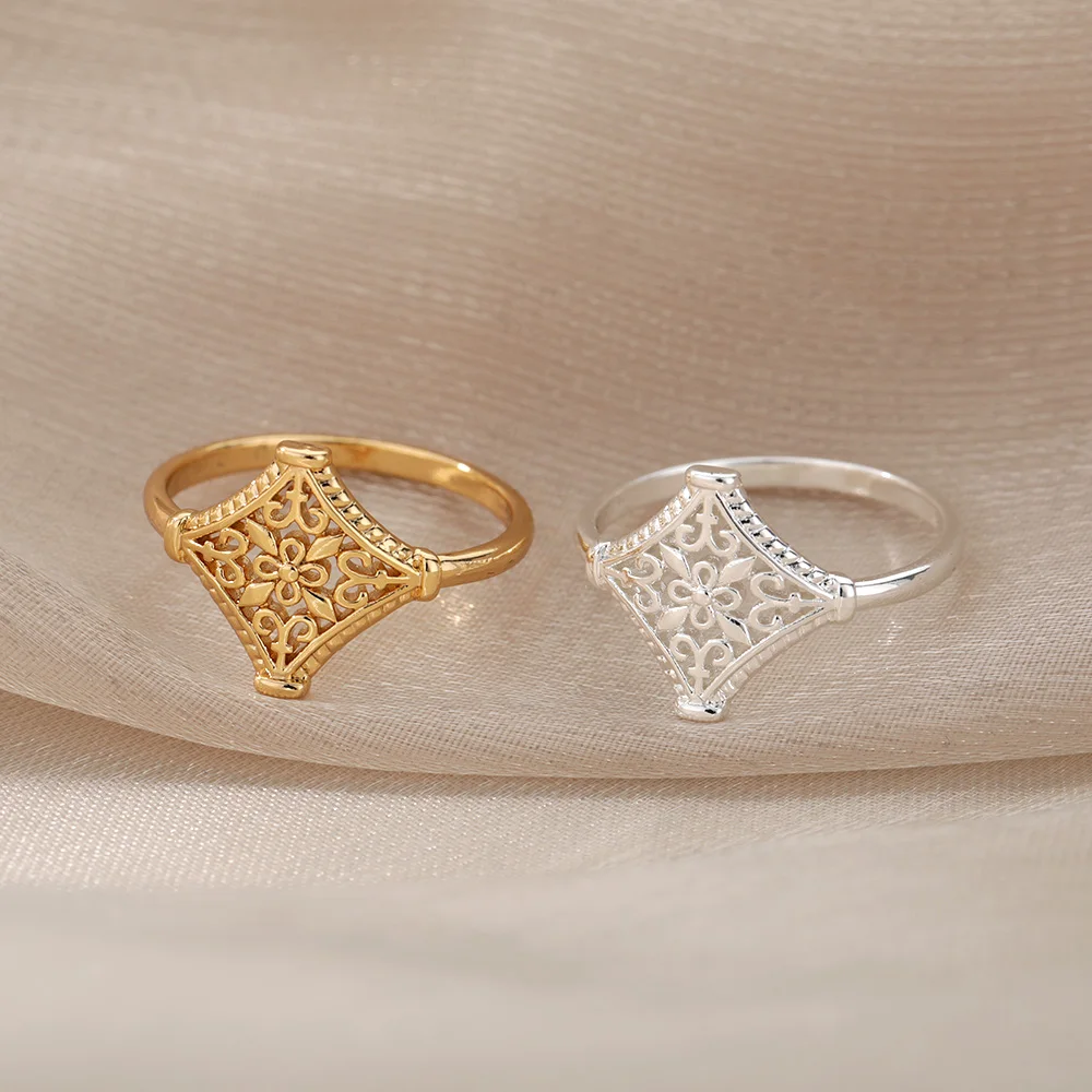 bohemian Flower Ring Gold Stainless