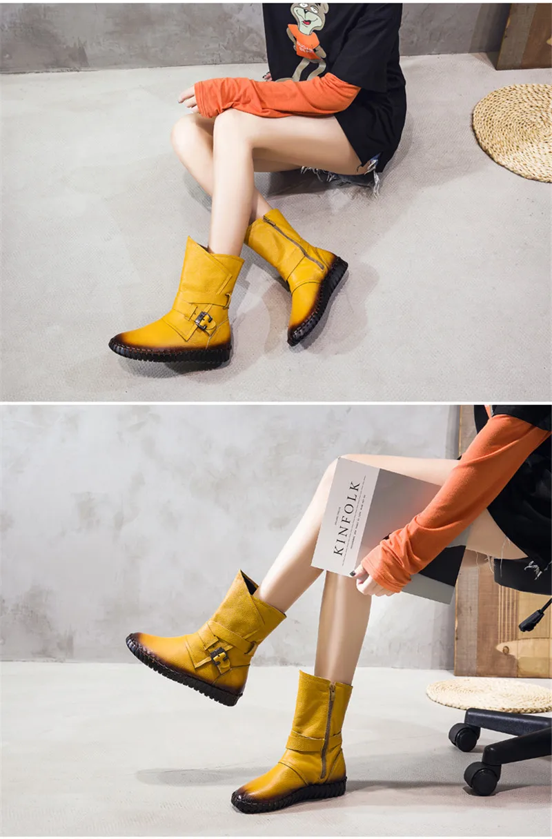 Stylish bohemian Leather Ankle Boots