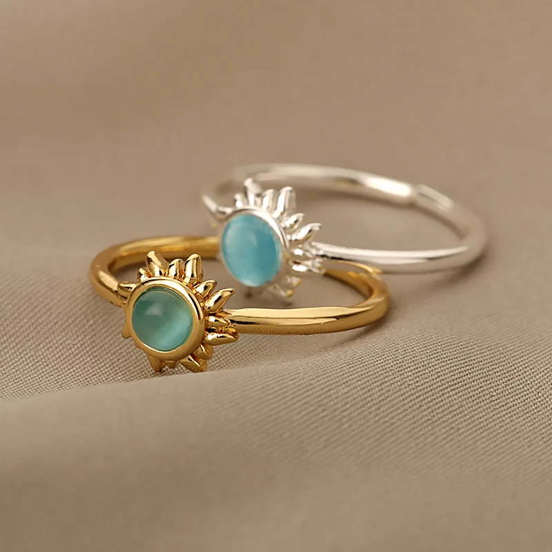 boho Sun Opal Ring Women